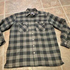 ~~Work n' Sport Men's Plaid Black Quilted Flannel Button-Up Shirt Size XLT